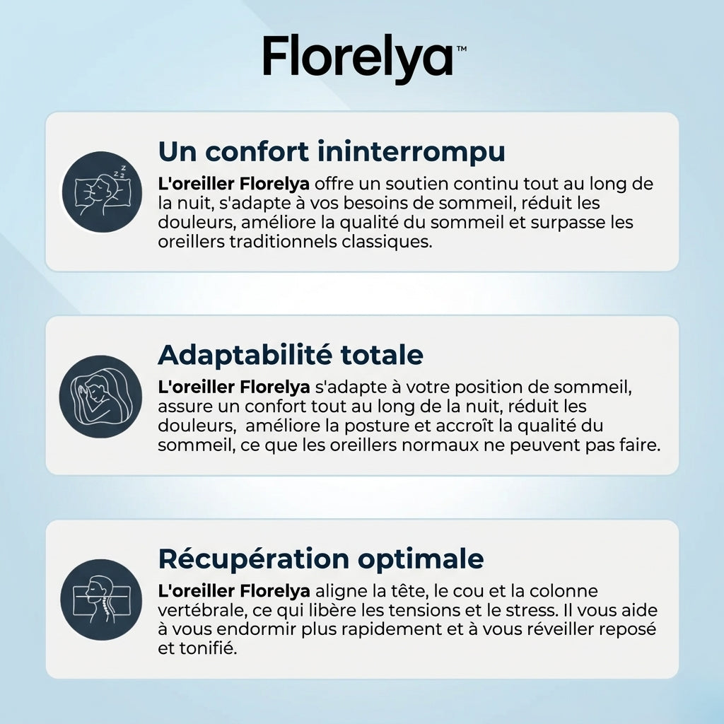 Florelya - Support optimal pour les dormeurs sur le côté