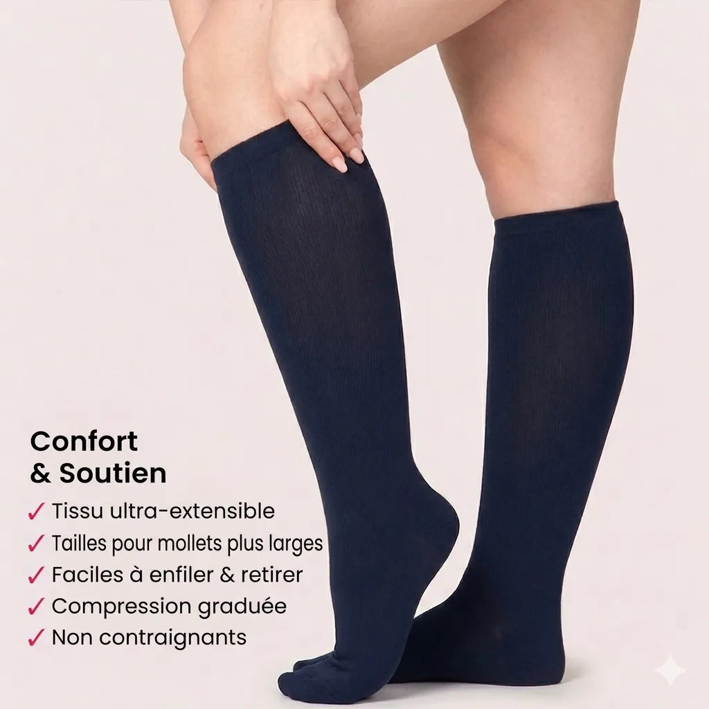 Florelya™ Chaussettes de Compression Larges pour Soulagement de la Douleur