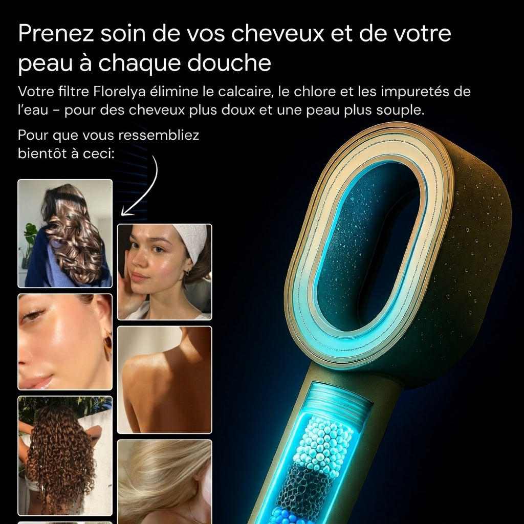 Pure 3-en-1 Pommeau de douche filtrant beauté + 2 embouts de soin