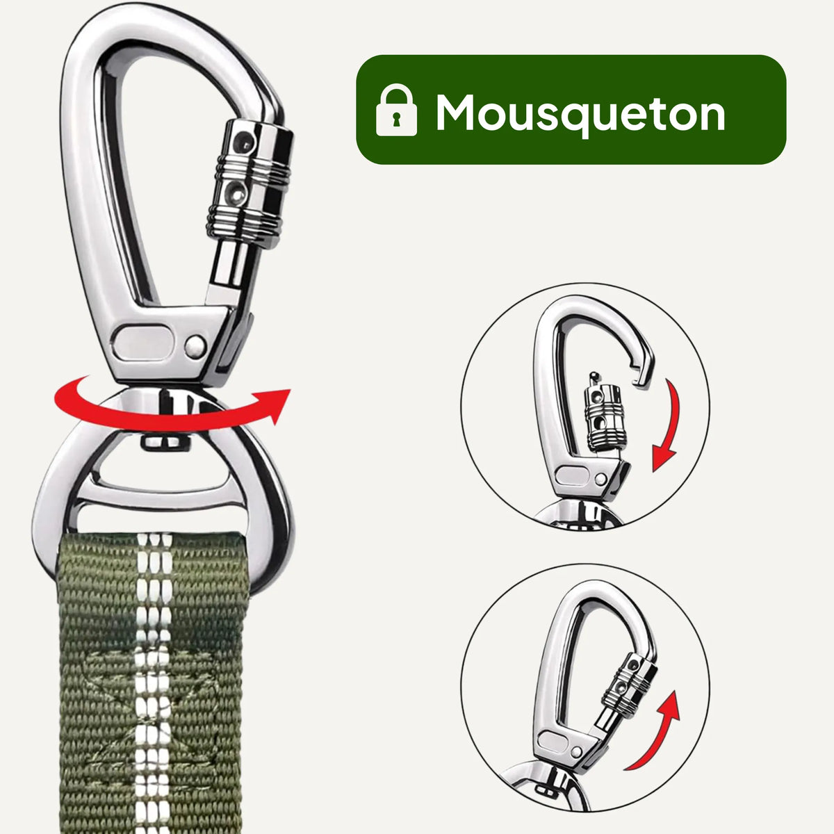 Mousqueton à vis pivotant