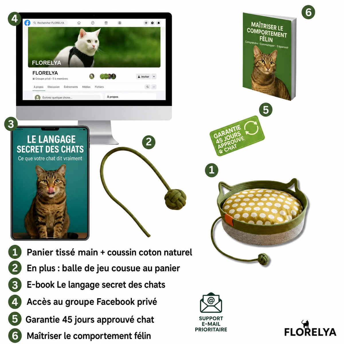 Tout ce qui est inclus avec le Panier Instinct Florelya