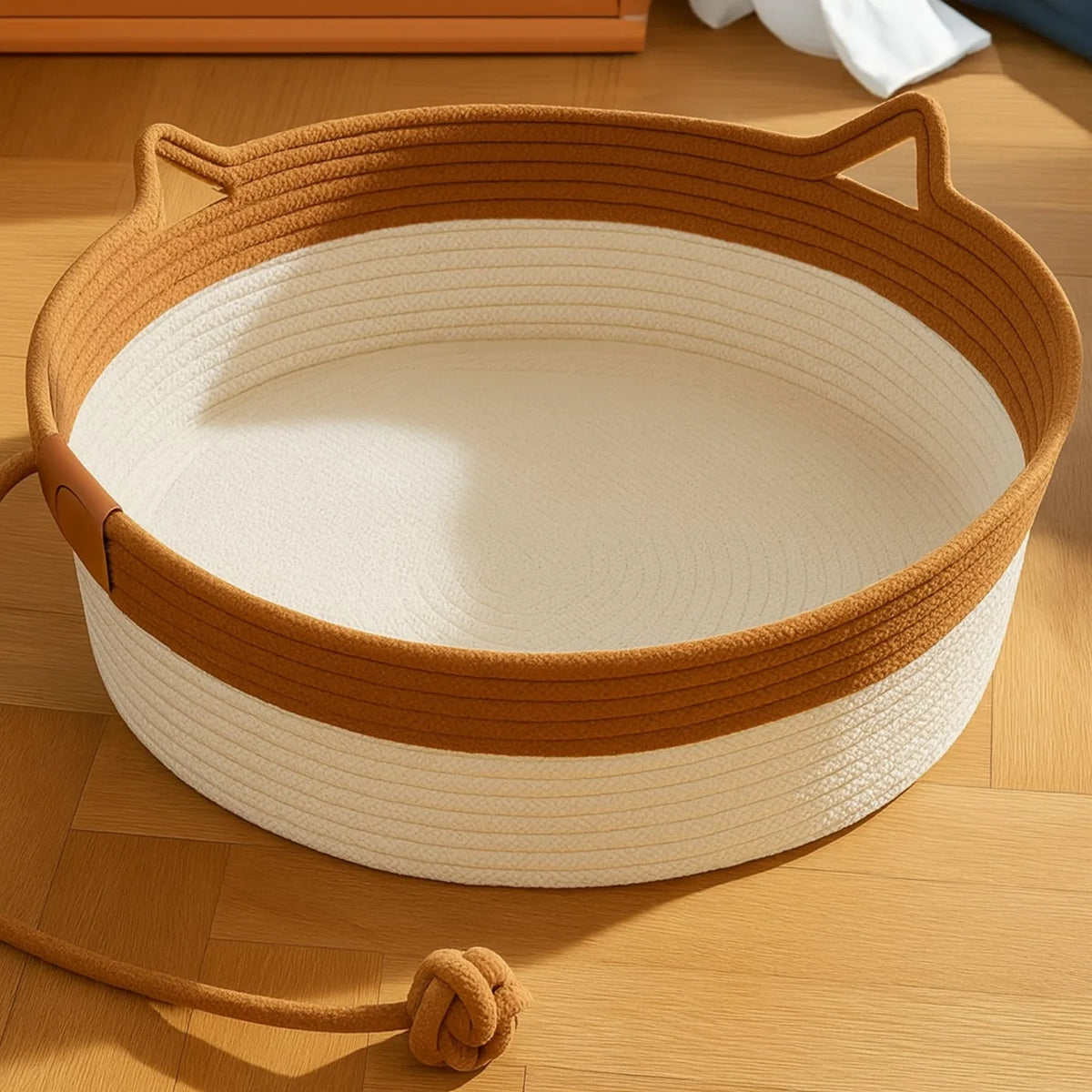Panier Instinct marron sur un parquet